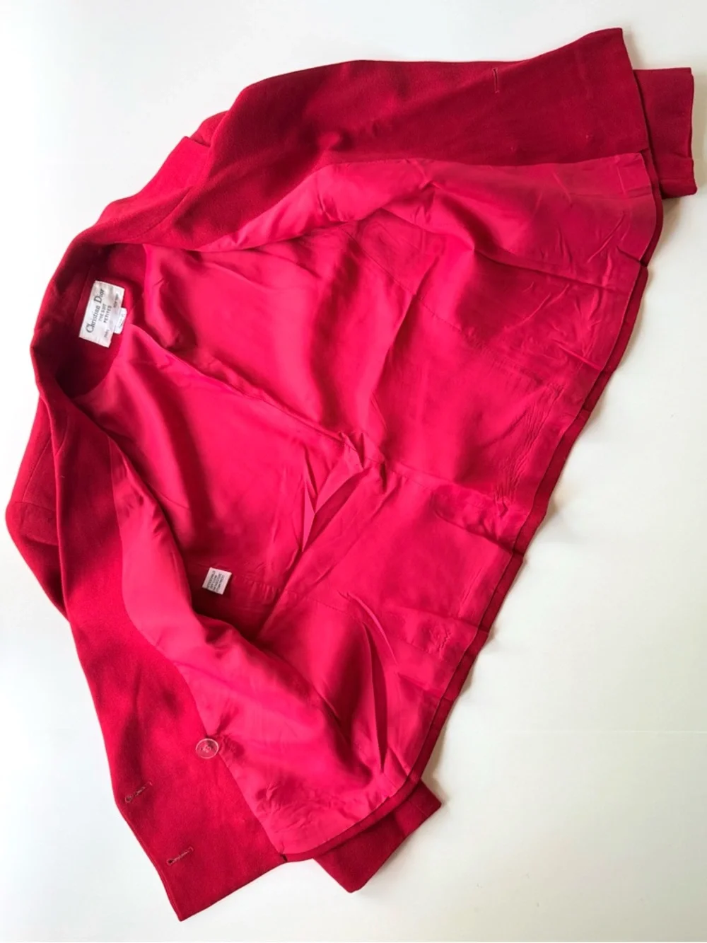 Vintage Christian Dior Red Wool Double-Breasted Blazer 12 P